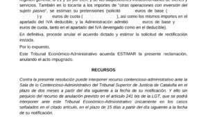 Fragmento de la resolución del TEAR en el que el Tribunal acuerda estimar la reclamación y anular el acto impugnado.
